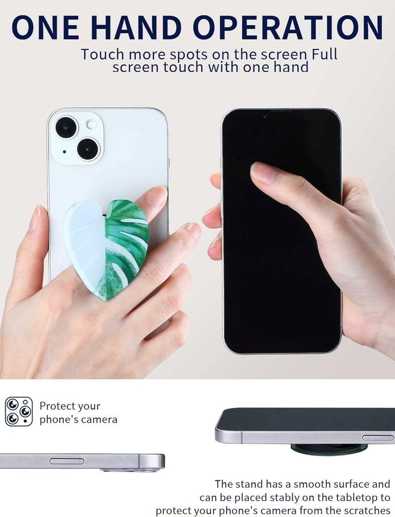Macarrie 8 Pcs Tropical Leaves Phone Holder Green Plant Cell Phone Grip Holder Monstera Philodendron Anthurium Mobile Cute Holder for Smartphone and Tablets - Image 2