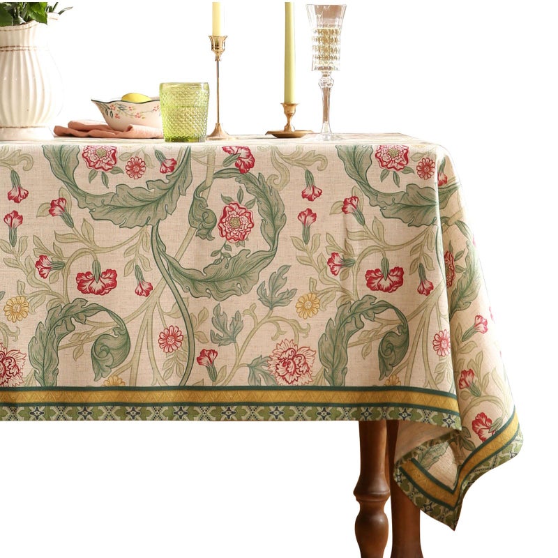 patdrea Designer Green Long Table Cloth for Rectangle Table,Vintage Linen Leaves Pattern Tablecloth,Floral Decor Cover for Kitchen Dining Christmas,Tea Party,Thanksgiving,63"x94"-Cecilia a - Image 1