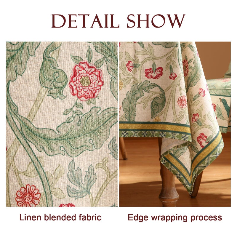 patdrea Designer Green Long Table Cloth for Rectangle Table,Vintage Linen Leaves Pattern Tablecloth,Floral Decor Cover for Kitchen Dining Christmas,Tea Party,Thanksgiving,63"x94"-Cecilia a - Image 4