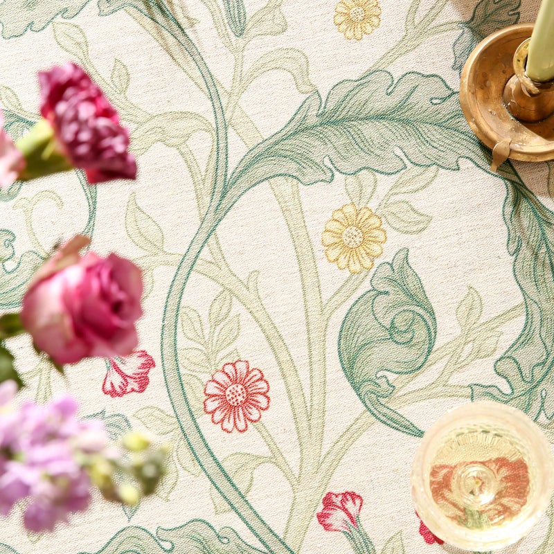 patdrea Designer Green Long Table Cloth for Rectangle Table,Vintage Linen Leaves Pattern Tablecloth,Floral Decor Cover for Kitchen Dining Christmas,Tea Party,Thanksgiving,63"x94"-Cecilia a - Image 3