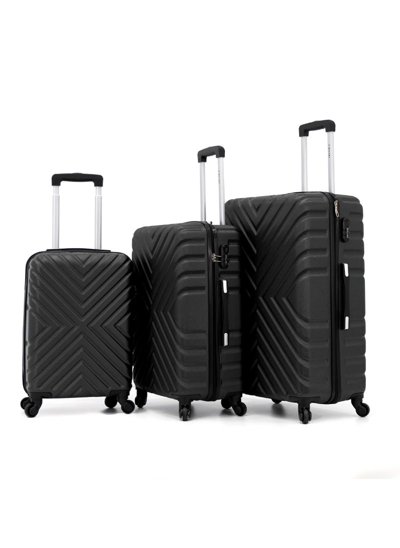 DILIXI Hardside Luggage Trolley Bag 3 Pieces Set,Black (S-20",M-24",L-28")  - Image 1