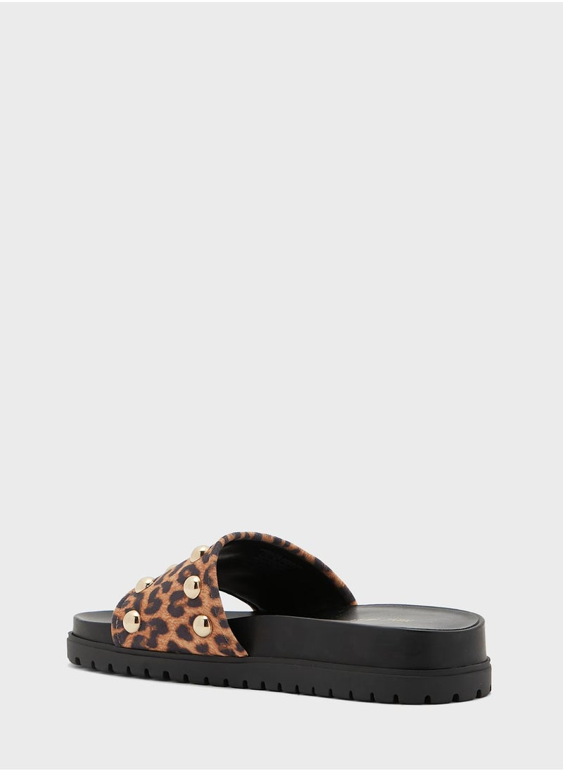 NINE WEST - Freely Studded Flat Slides - Image 1