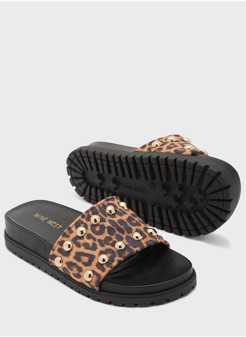 NINE WEST - Freely Studded Flat Slides - Image 1