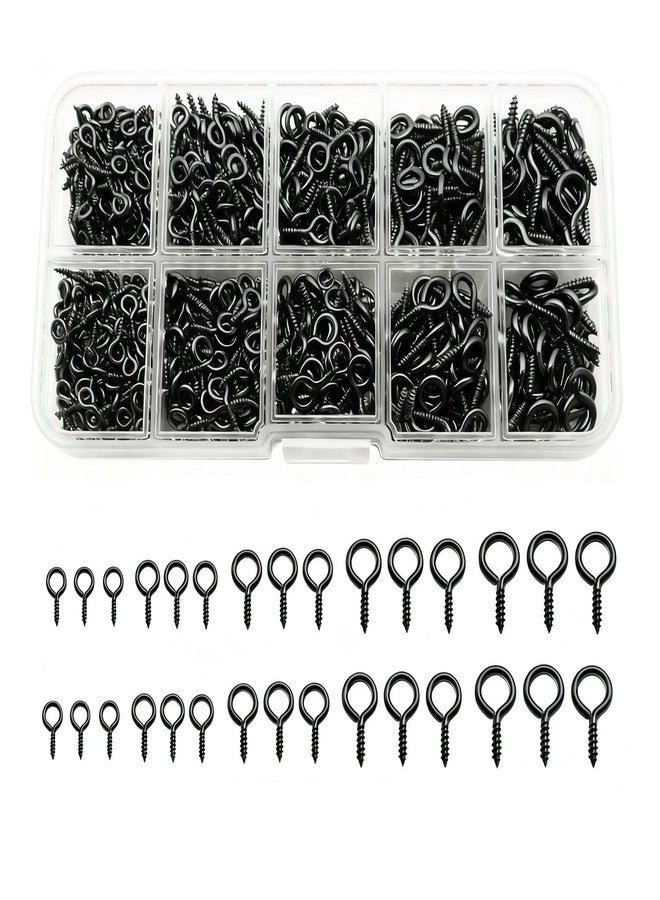 IDEALSV Black 1000 Pcs Small Screw Eye Pin Jewelry Making Eyelet Hook Kits for Craft 5 Sizes (4x8mm,5x10mm,6x12mm,7x14mm,8x16mm) - Image 1