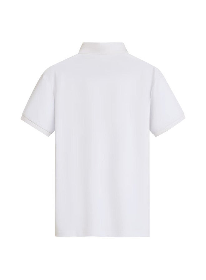 Dancing Wolves 【Pure Cotton & Moisture Wicking】Summer Skin-Friendly Comfortable Short Sleeve Men'S Polo Shirt 803 White 175 - Image 1