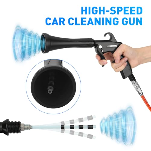 Mypin Tornado Air Cleaning Gun with Rubber Guard and Brass, 8-12 Bar High Pressure Air Blow Gun with 2 Set Adjustable Air Flow Nozzle, Vortex Air Cleaning Tool for Quickly Blasts Dirt and Dust from Surface - Image 4
