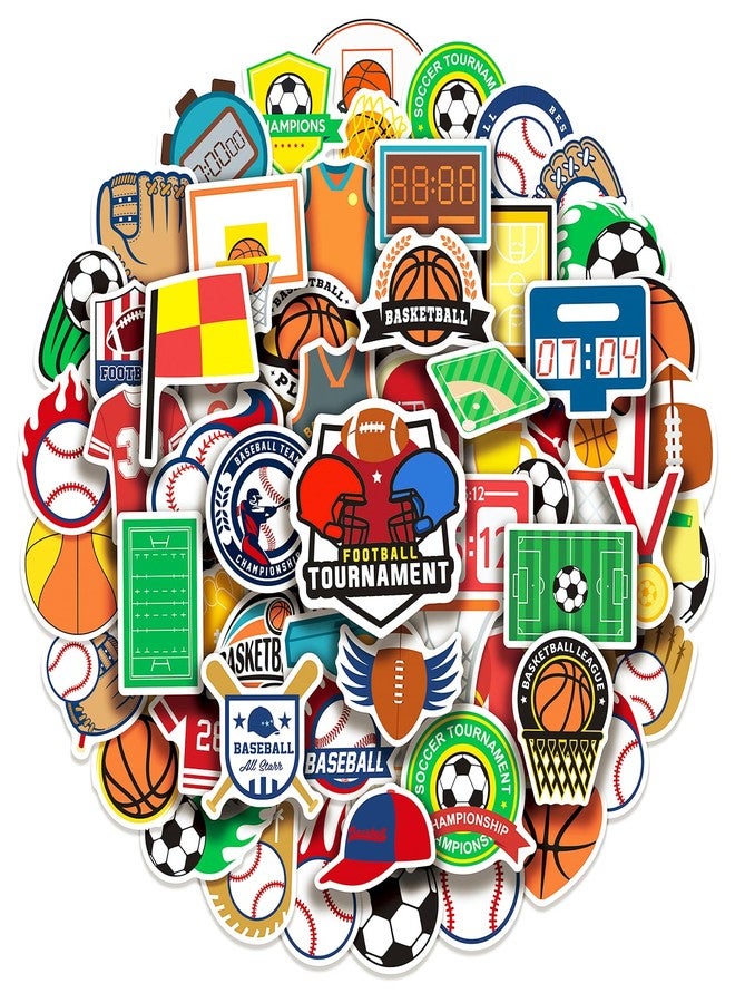 Cleverplay 100 Pack Sports Stickers, Sports Football Soccer Baseball Basketball Party Favors, Birthday Decorations - Image 1