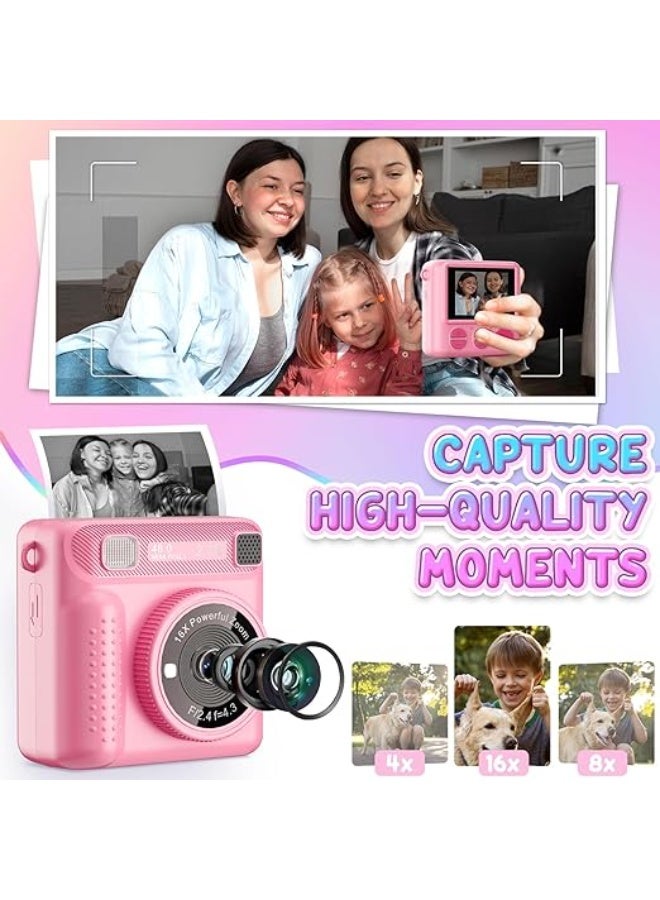 LENND Instant Print Camera for Kids,Instant Camera for Girls Boys,Kids Camera Toys for Toddler 1080P HD Selfie Digital Camera with Print Paper & 32G Card,Birthday Gifts for Girls Age 3-12 Years Old - Image 5