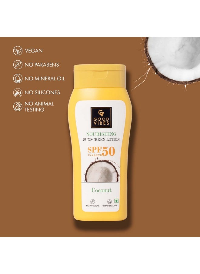 Good Vibes Good Vibes Coconut Nourishing Sunscreen Lotion SPF 50 (110 ml) | Sun Protection For All Skin Types | With Lime & Rosemary Leaf Oil | Soothing, De-Tanning | Vegan, No Parabens, Mineral Oil & Silicones  - Image 4
