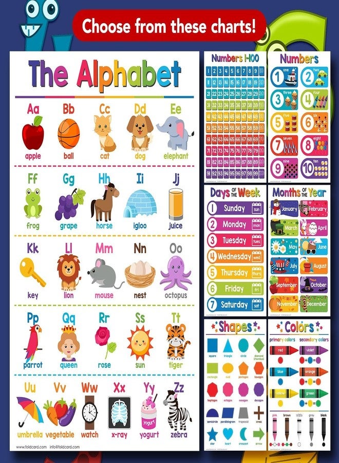FoldCard Shapes Educational Charts for Preschool to Gradeschool – Bright and Colorful Visual / Learning Aid Poster Wall Art for Classroom or Home | Printed on Glossy Durable Cardstock | 11" x 17" | 5 per Pack - Image 2