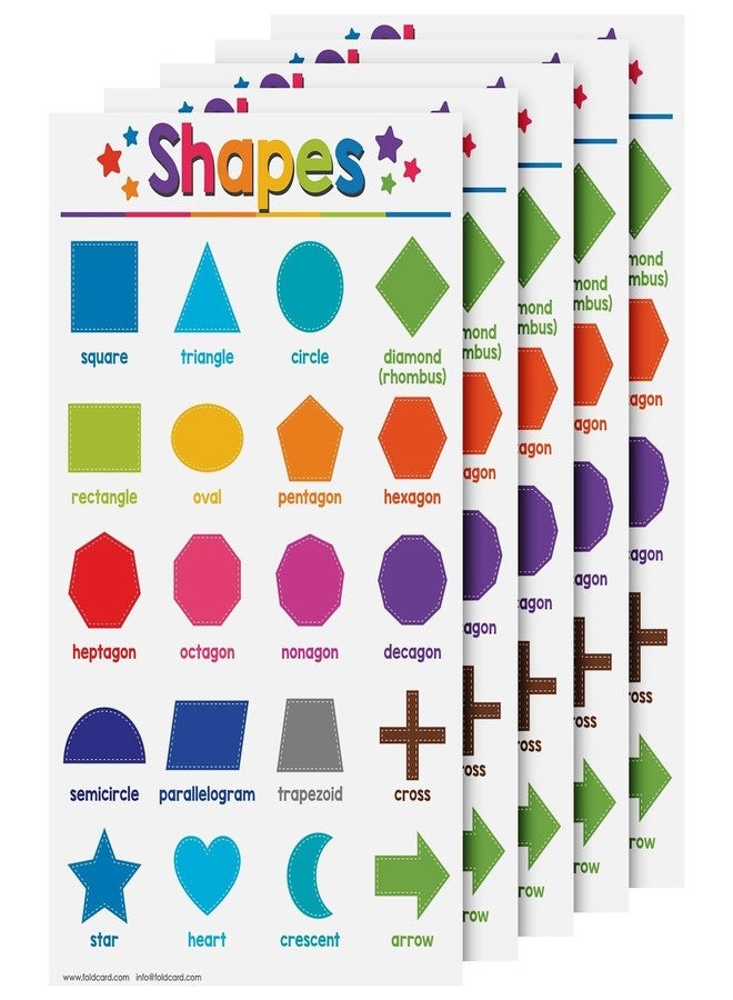 FoldCard Shapes Educational Charts for Preschool to Gradeschool – Bright and Colorful Visual / Learning Aid Poster Wall Art for Classroom or Home | Printed on Glossy Durable Cardstock | 11" x 17" | 5 per Pack - Image 1