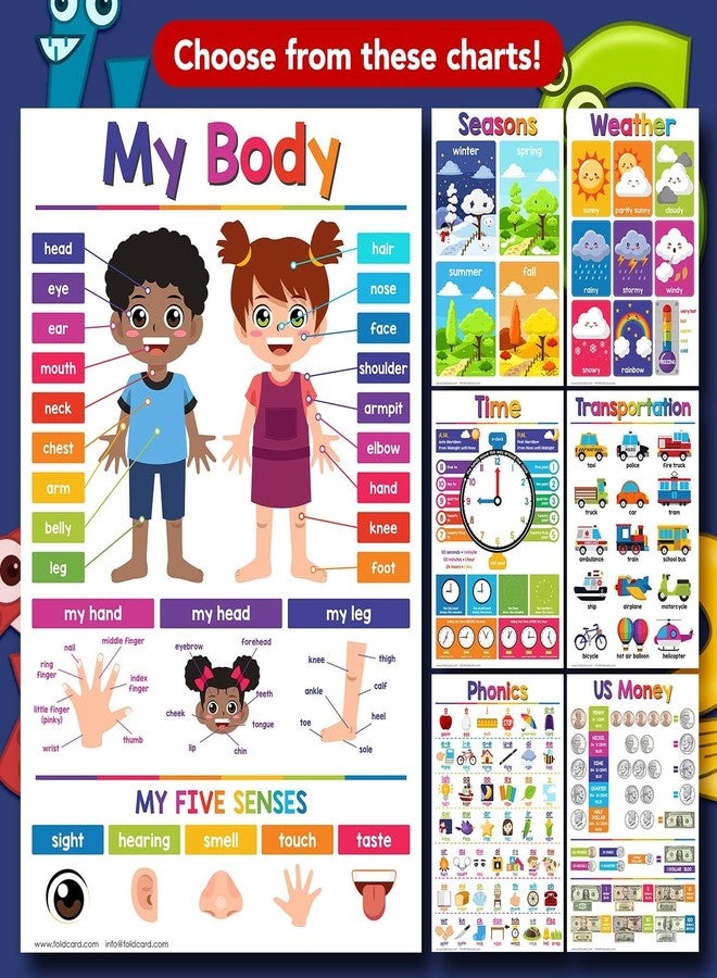 FoldCard Shapes Educational Charts for Preschool to Gradeschool – Bright and Colorful Visual / Learning Aid Poster Wall Art for Classroom or Home | Printed on Glossy Durable Cardstock | 11" x 17" | 5 per Pack - Image 3