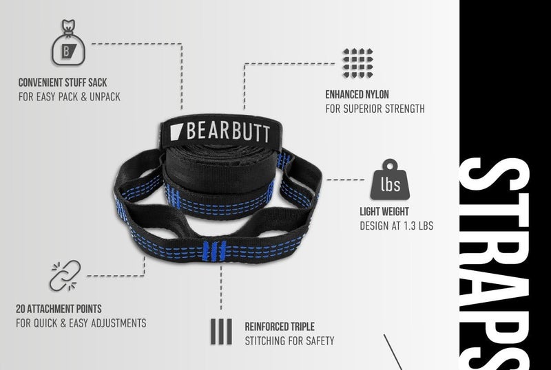 Bear Butt Kodiak Hammock Straps for Trees - 20 Feet Long, 40 Combined Loops - Holds 1000 Pounds - Camping Accessories With Carabiner - Image 2