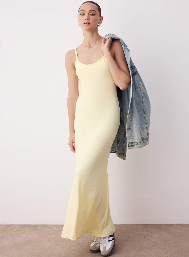 trendyol Yellow Strap Pool Collar Bodycone/Fitted Straight Maxi Knitted Dress - Image 1