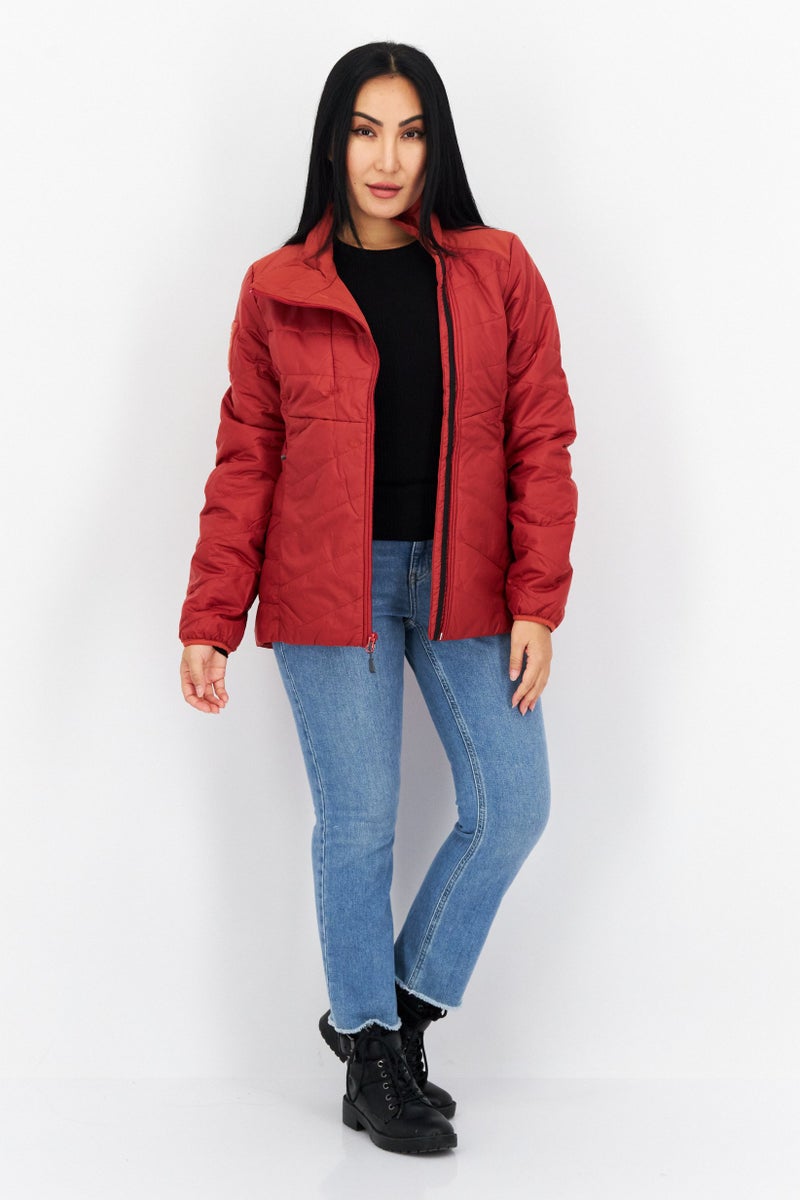 511 Tactical Women Funnel Neck Solid Puffer Jacket, Rosewood  - Image 2
