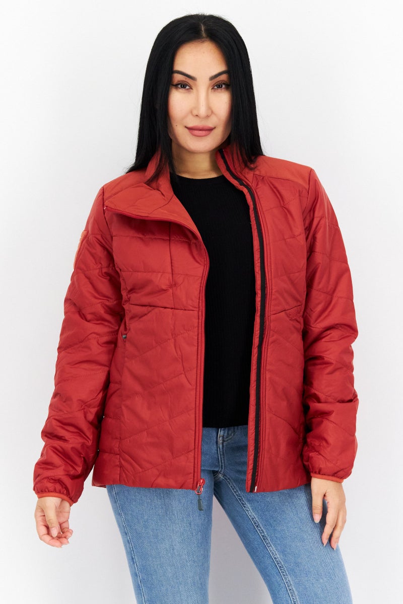 511 Tactical Women Funnel Neck Solid Puffer Jacket, Rosewood  - Image 1