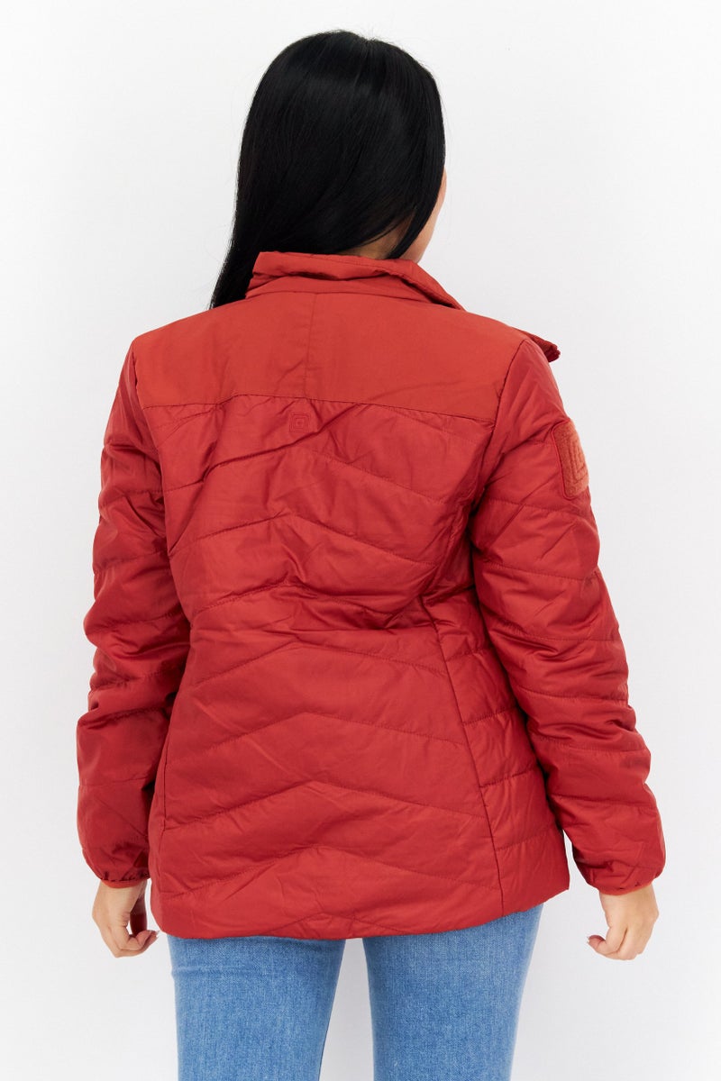 511 Tactical Women Funnel Neck Solid Puffer Jacket, Rosewood  - Image 3