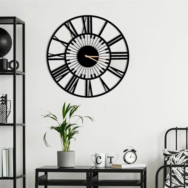 HIRVALL Wall Clock for Bedroom Decorative Metal Wall Watch for Living Room Antique Designer Big Size Roman Number Modern Hanging Clock for Home Dcor Dining Drawing Wall Decoration Items40CM - Image 1