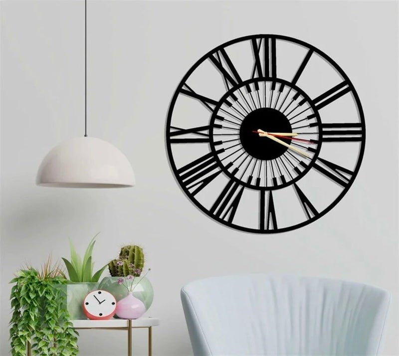HIRVALL Wall Clock for Bedroom Decorative Metal Wall Watch for Living Room Antique Designer Big Size Roman Number Modern Hanging Clock for Home Dcor Dining Drawing Wall Decoration Items40CM - Image 4