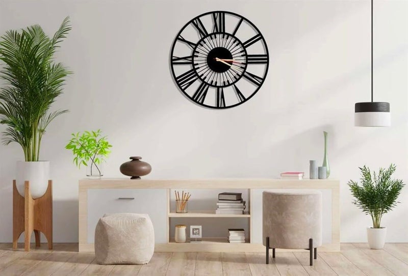 HIRVALL Wall Clock for Bedroom Decorative Metal Wall Watch for Living Room Antique Designer Big Size Roman Number Modern Hanging Clock for Home Dcor Dining Drawing Wall Decoration Items40CM - Image 3