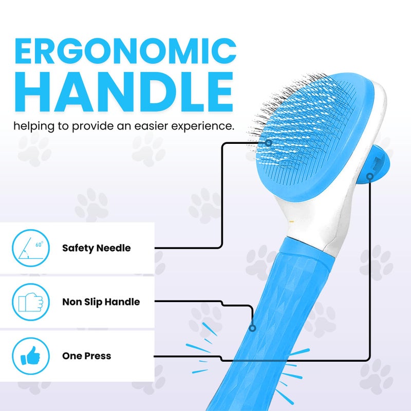 Buraq Self Cleaning Slicker Brush for Dogs & Cats, Buraq Grooming Pet Hair Brush for Long & Short Hair, Dog Comb & Cat Comb for Grooming, Deshedding, Bathing & Massaging (Oval, Multi - Color) - Image 5