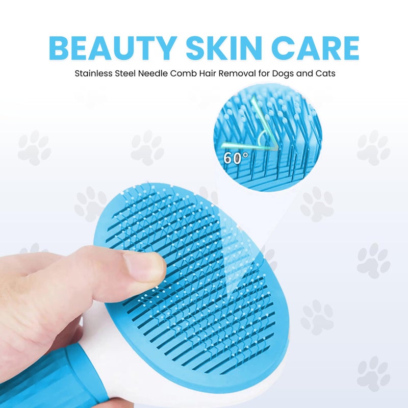 Buraq Self Cleaning Slicker Brush for Dogs & Cats, Buraq Grooming Pet Hair Brush for Long & Short Hair, Dog Comb & Cat Comb for Grooming, Deshedding, Bathing & Massaging (Oval, Multi - Color) - Image 4