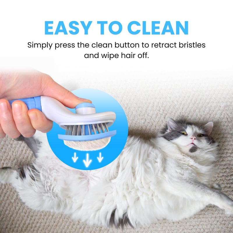 Buraq Self Cleaning Slicker Brush for Dogs & Cats, Buraq Grooming Pet Hair Brush for Long & Short Hair, Dog Comb & Cat Comb for Grooming, Deshedding, Bathing & Massaging (Oval, Multi - Color) - Image 2