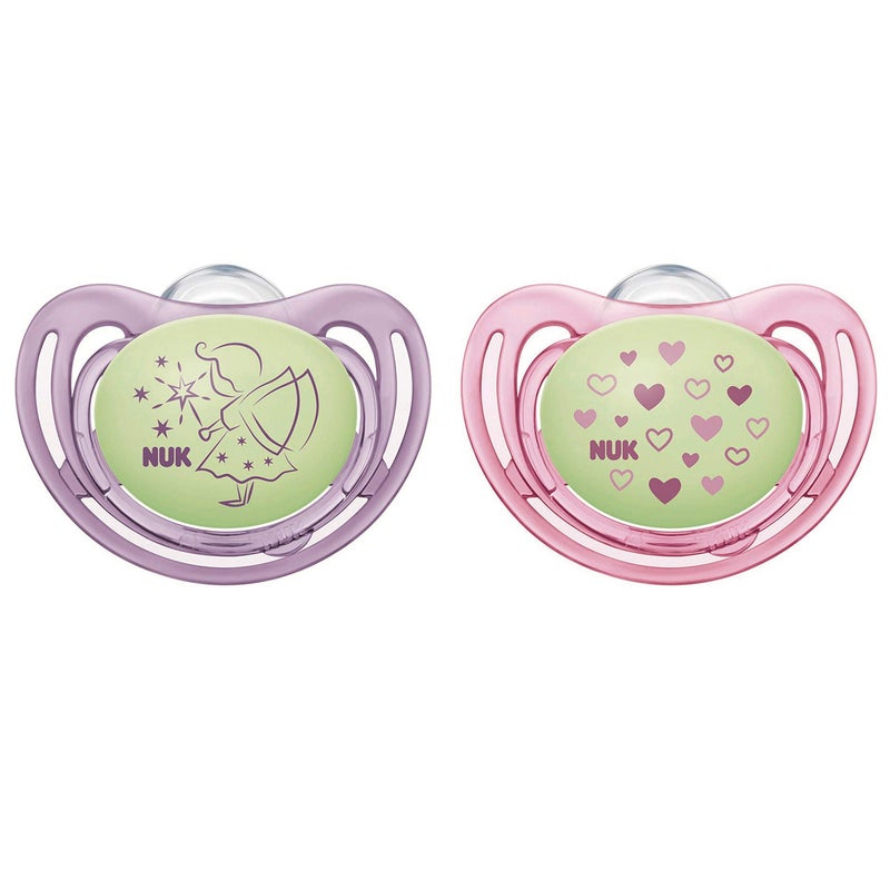 NUK Airflow Glow-in-The-Dark Pacifiers, 6-18 Months, 2 Pack - Image 1