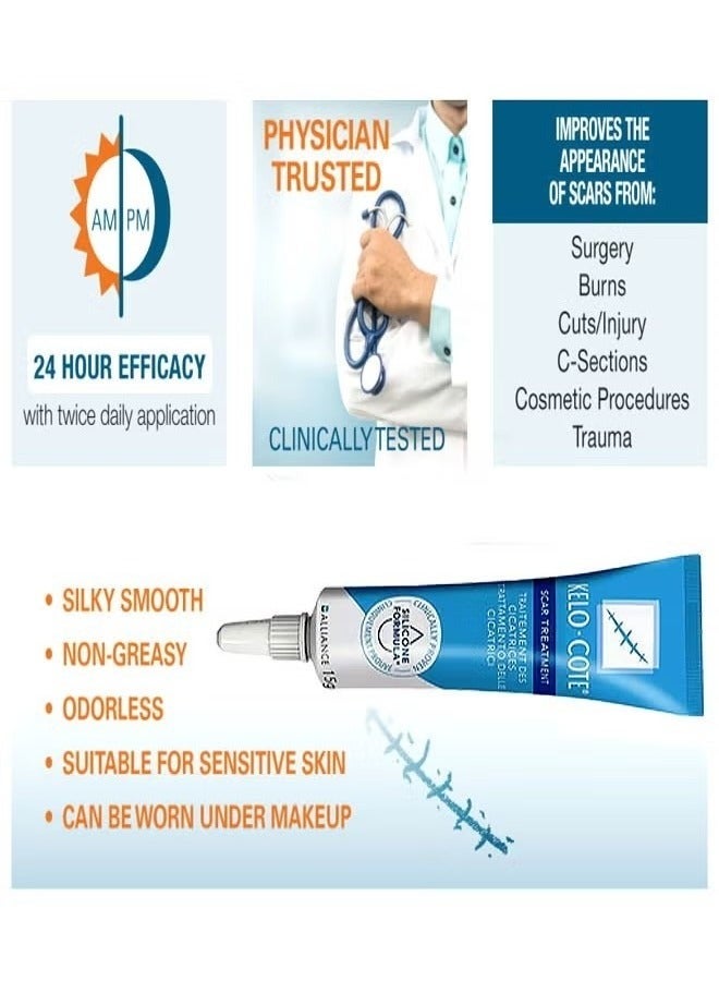 Kelo-cote Advanced Formula Scar Treatment Gel 15g, Helps Soften And Smooth Raised Scars, Maintaining The Moisture Balance of The Adjacent Skin, Reduces Discolouration, Redness, Pain and Discomfort of Scars - Image 2