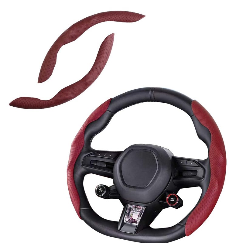BDFHYK Perficio Car Steering Wheel Cover OD Shape Nappa Leather Segmented AntiSlip Odorless Breathable for Men Women 1415inch Burgundy - Image 3
