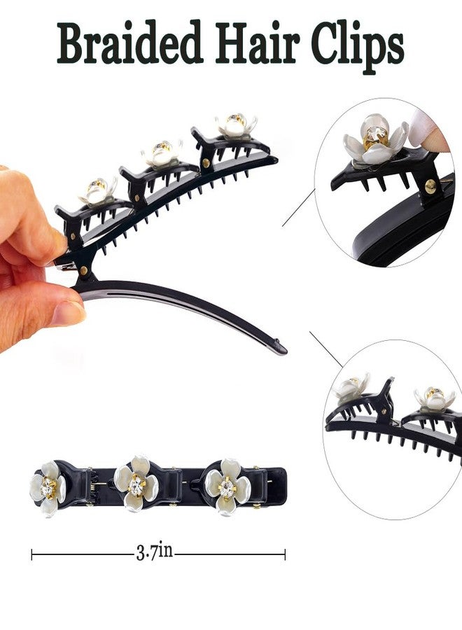 Outyua 4PCS Sparkling Crystal Stone Braided Hair Clips for Women Rhinestone Braid ClipsDuckbill Hairpin - Image 3