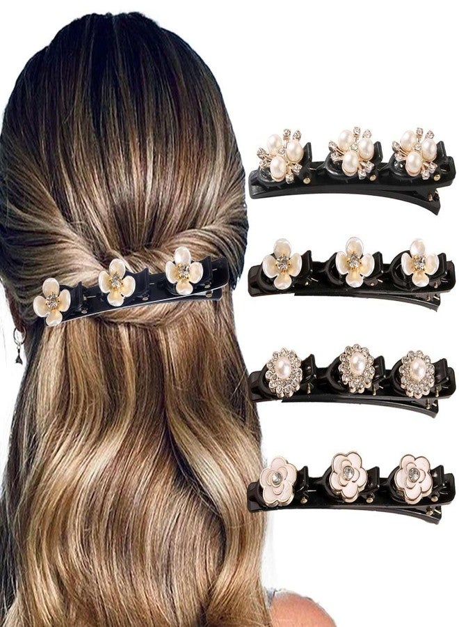 Outyua 4PCS Sparkling Crystal Stone Braided Hair Clips for Women Rhinestone Braid ClipsDuckbill Hairpin - Image 1