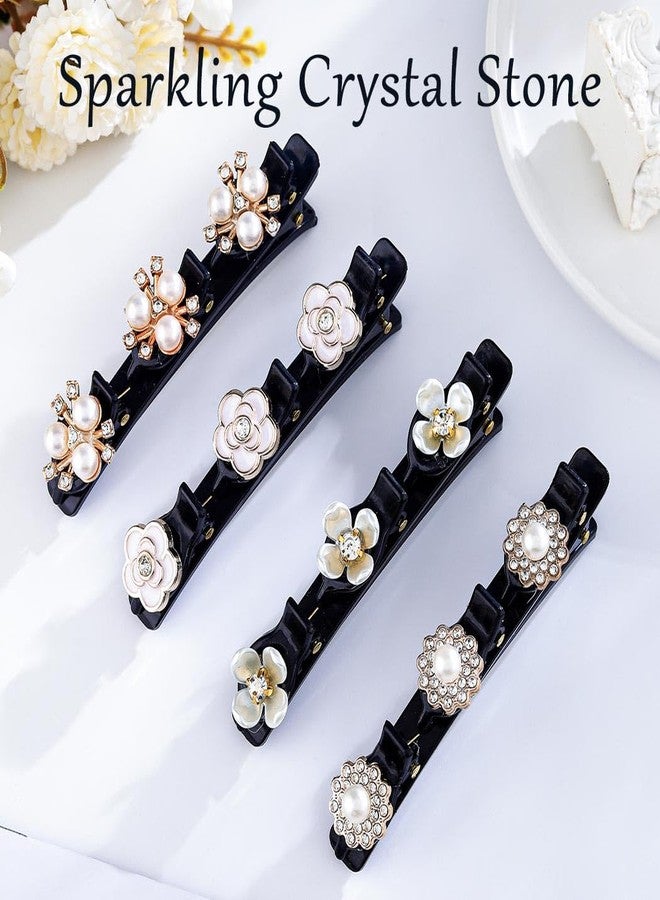 Outyua 4PCS Sparkling Crystal Stone Braided Hair Clips for Women Rhinestone Braid ClipsDuckbill Hairpin - Image 2