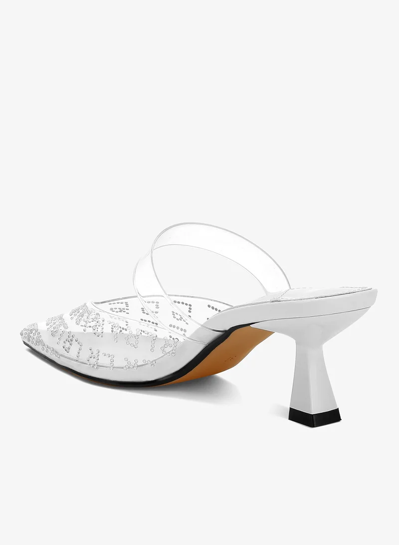 London Rag Pointed Toe Kitten Heels in White