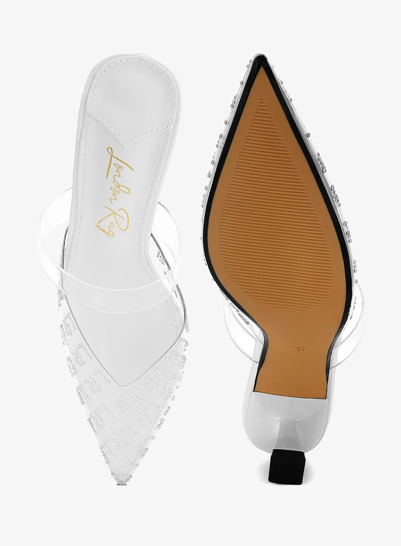 London Rag Pointed Toe Kitten Heels in White