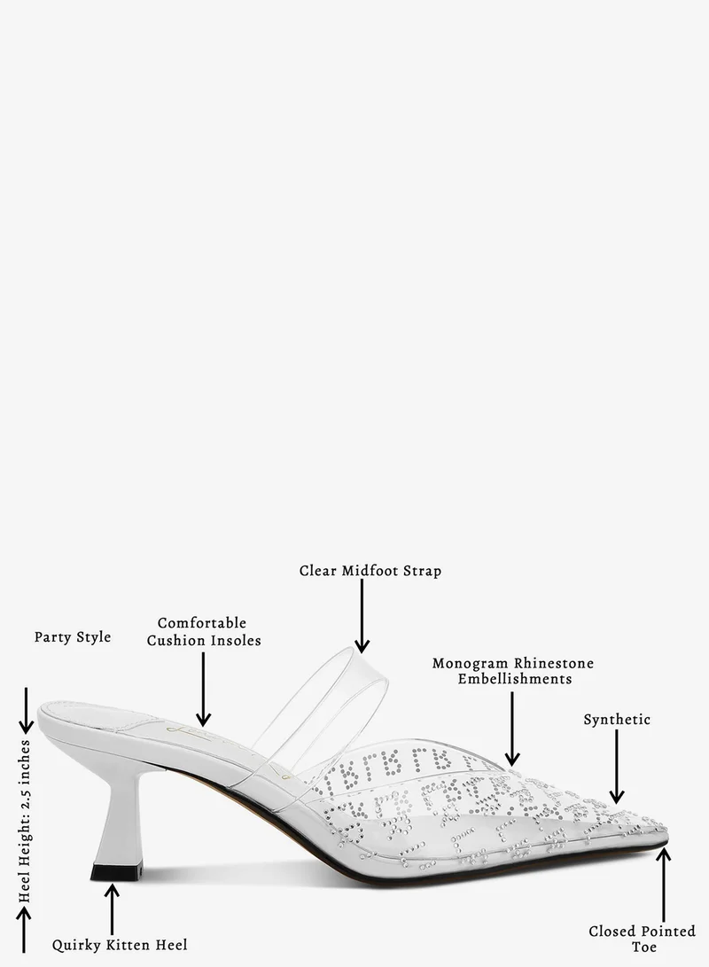 London Rag Pointed Toe Kitten Heels in White