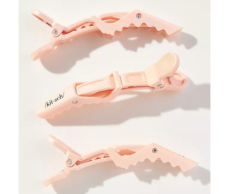 Crocodile-shaped hair clips from Kitsch - clips for sectioning and styling hair, hair styling tools, 3 pieces (pink)