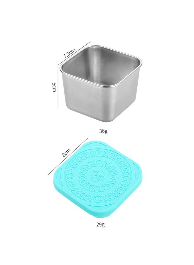 6 Pack Salad Dressing/Tomato sauce Container,6oz/180ml Reusable Square Stainless Steel Lunch with Lids,Easy Open Leak Proof Stackable Metal Snack Containers.  - Image 2