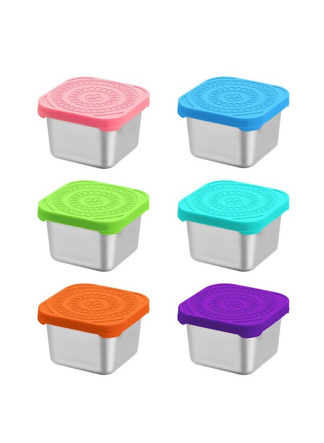 6 Pack Salad Dressing/Tomato sauce Container,6oz/180ml Reusable Square Stainless Steel Lunch with Lids,Easy Open Leak Proof Stackable Metal Snack Containers.  - Image 1