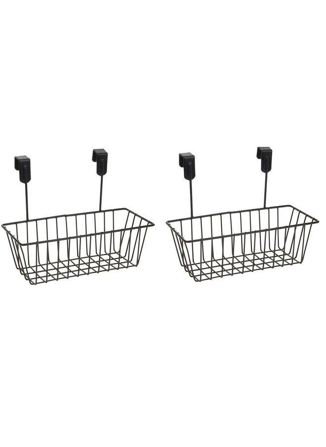 Csm CSM Hanging Rectangular Basket (Pack Of 2 Baskets) Over The Door Hanging Shelf Storage Organizer For Kitchen, Bathroom (Black, Metal)  - Image 1