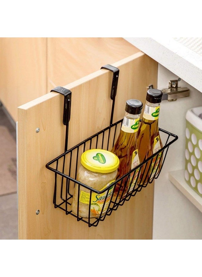 Csm CSM Hanging Rectangular Basket (Pack Of 2 Baskets) Over The Door Hanging Shelf Storage Organizer For Kitchen, Bathroom (Black, Metal)  - Image 4