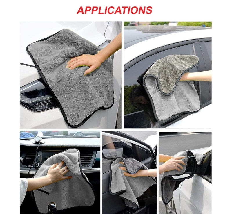 MAX Microfiber Cloth for Car Cleaning (600 GSM, Pack of 4, 40x40 cm, Grey) Double Sided, High Density, Extra Thick Plush Towel for Car Detailing, Cleaning, Washing and Polishing - Image 5