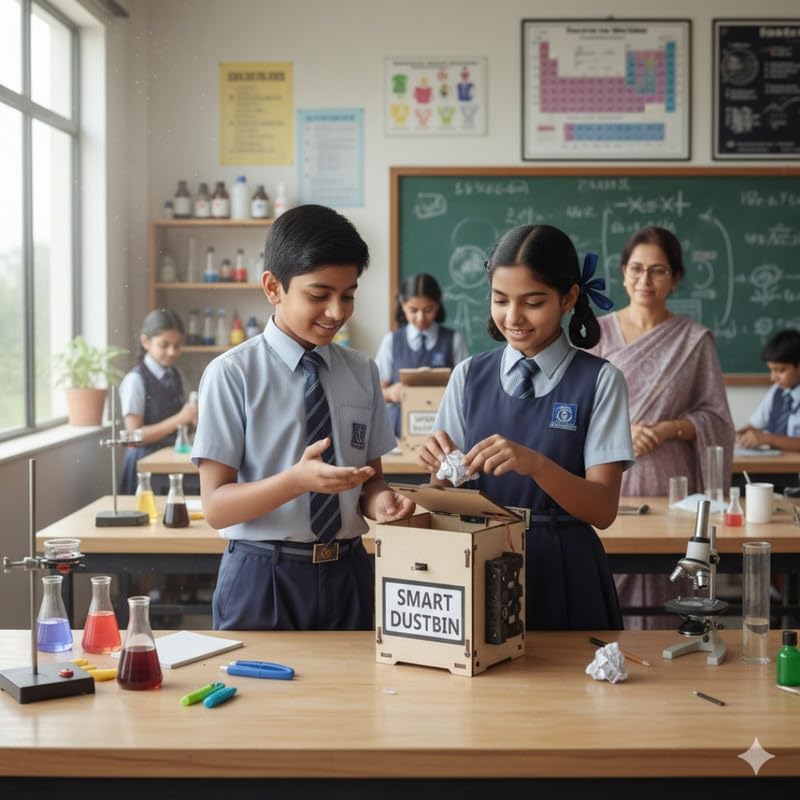 ESPtronics Smart Dustbin Project Working Model Kit Using IR Sensor for Science Exhibitions and School Projects - Image 5
