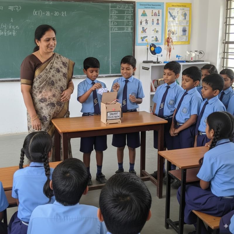 ESPtronics Smart Dustbin Project Working Model Kit Using IR Sensor for Science Exhibitions and School Projects - Image 4