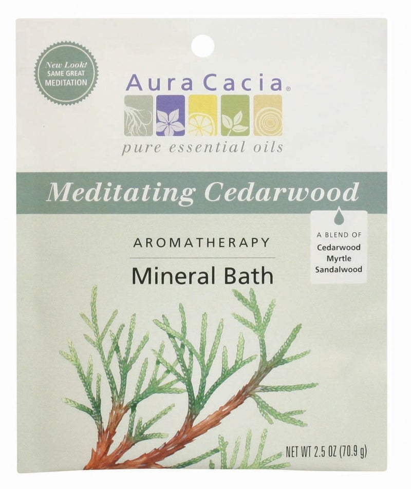 Aura Cacia Aromatherapy Mineral Bath, Meditating Cedarwood, 2.5 Ounce (Pack of 6) - Image 1