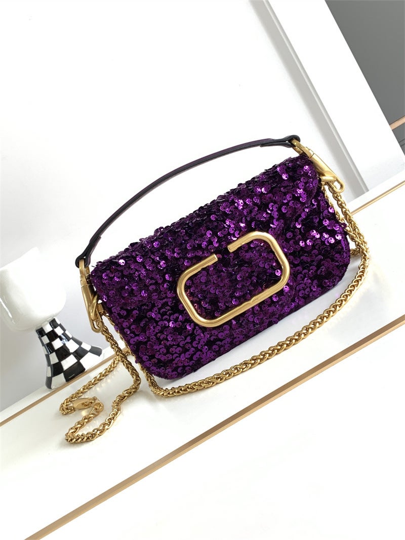 Fashionable High-Grade 3D Sequined Shoulder Messenger Handbag Women'S Bag Magnetic Buckle Open And Close Sheep Leather Lining Trendy All-Match Bag - Image 2