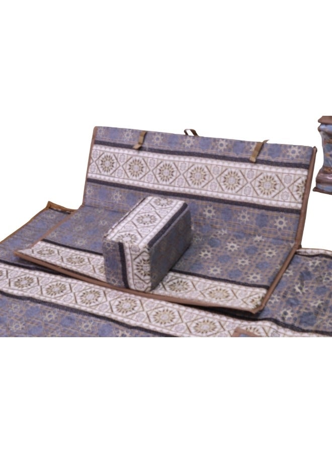 سمارت هوم مجموعة جلوس أرضية تراثية مكونة من 9 قطع مناسبة للسفر والرحلات  البرية والحديقة  , طقم فرشة تخييم ارضية مع اربع مراكى و 4 كراسي  وبساط من القماش عالي الجودة يكفي ل 8 أشخاص - Image 4