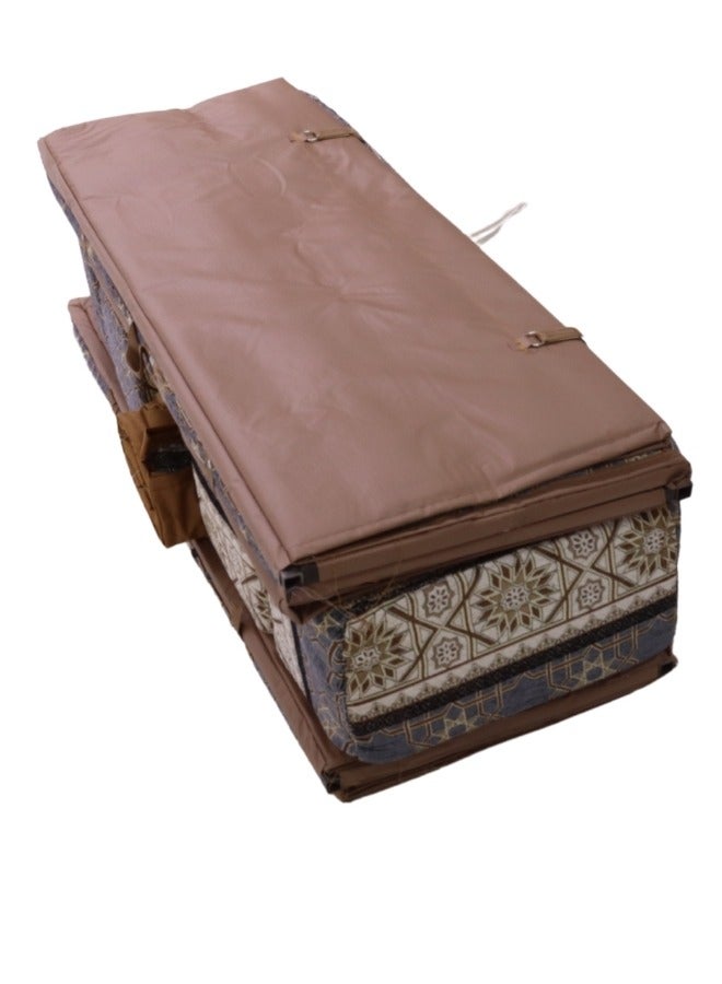 سمارت هوم مجموعة جلوس أرضية تراثية مكونة من 9 قطع مناسبة للسفر والرحلات  البرية والحديقة  , طقم فرشة تخييم ارضية مع اربع مراكى و 4 كراسي  وبساط من القماش عالي الجودة يكفي ل 8 أشخاص - Image 5