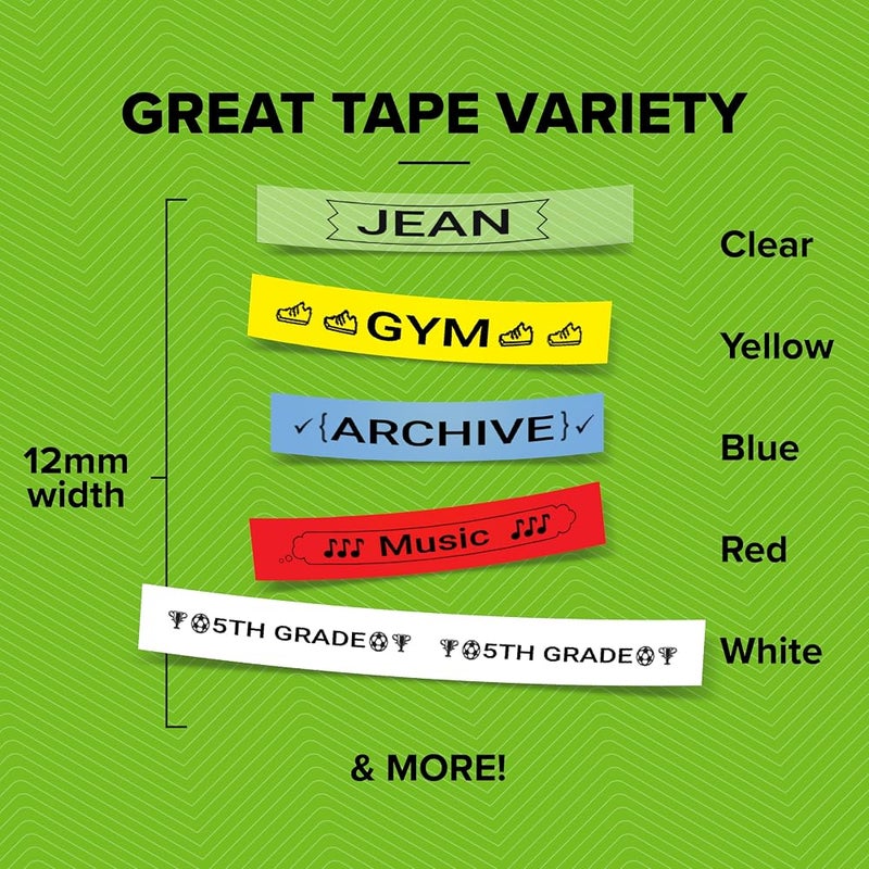 Dymo Letratag Iron On Fabric Labels Authentic 12 Mm X 2 M Roll Black Print On White Clothing Labels For Letratag Label Makers, S0718850, 12_Millimeters - Image 1