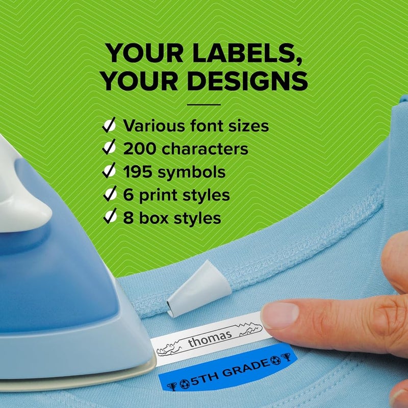 Dymo Letratag Iron On Fabric Labels Authentic 12 Mm X 2 M Roll Black Print On White Clothing Labels For Letratag Label Makers, S0718850, 12_Millimeters - Image 4